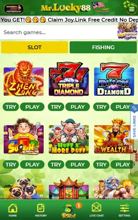 Casino Games on the MrLucky88 App